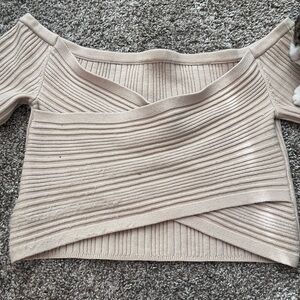 Elegant Beige Off-Shoulder Sweater